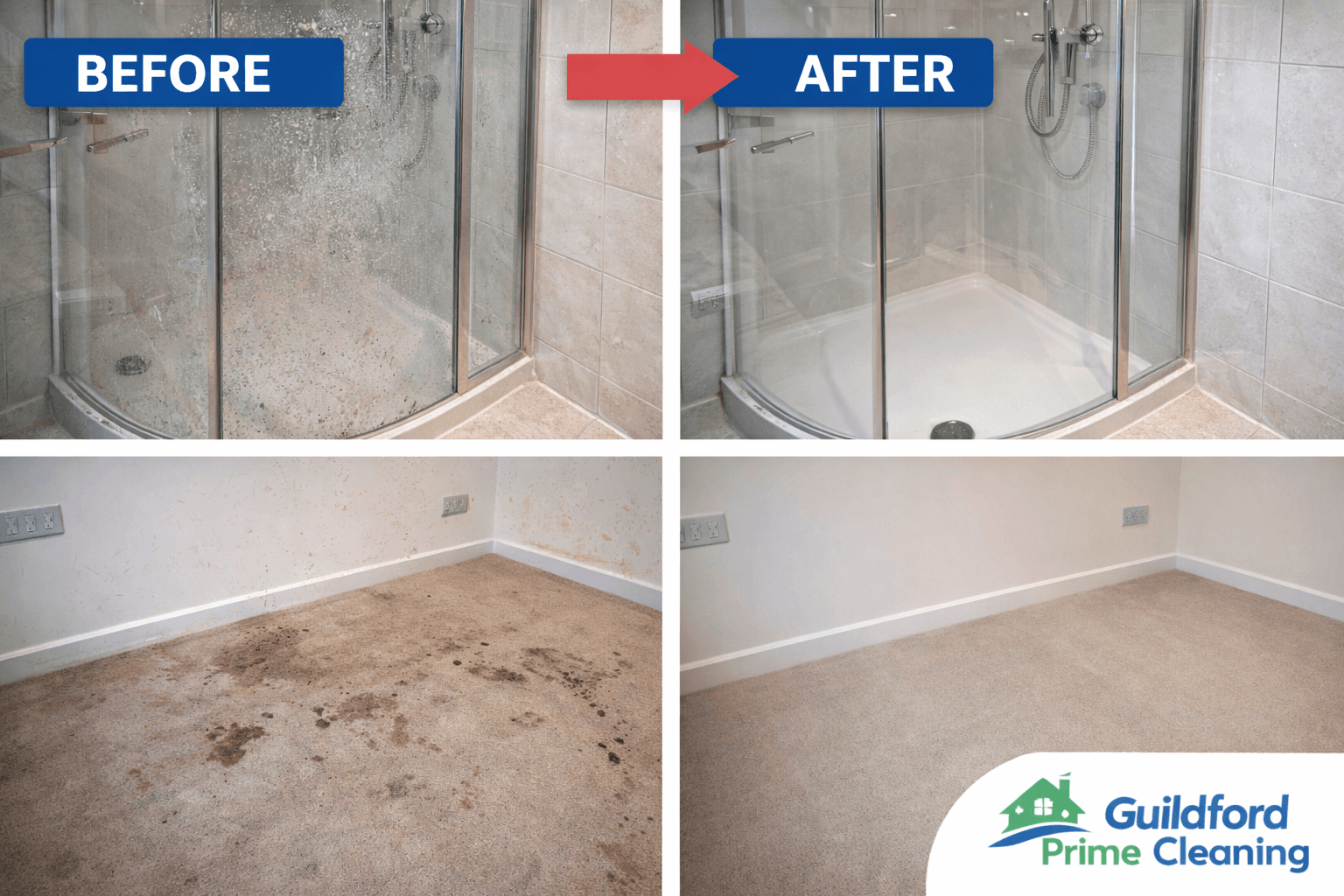 Bathroom cleaning before and after in Guildford